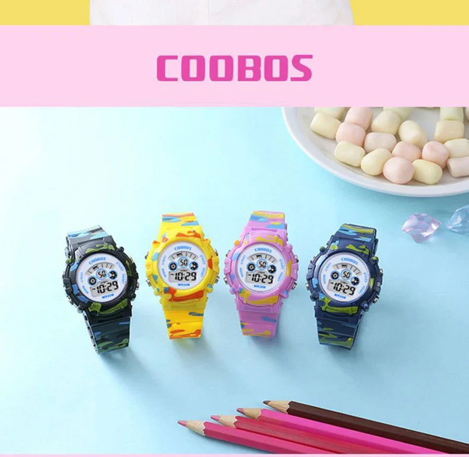 Sport Digital Watch for Kids Waterproof Luminous Children'S Electronic LED Watch Fashion Multi-Function Week Display Kids Watch