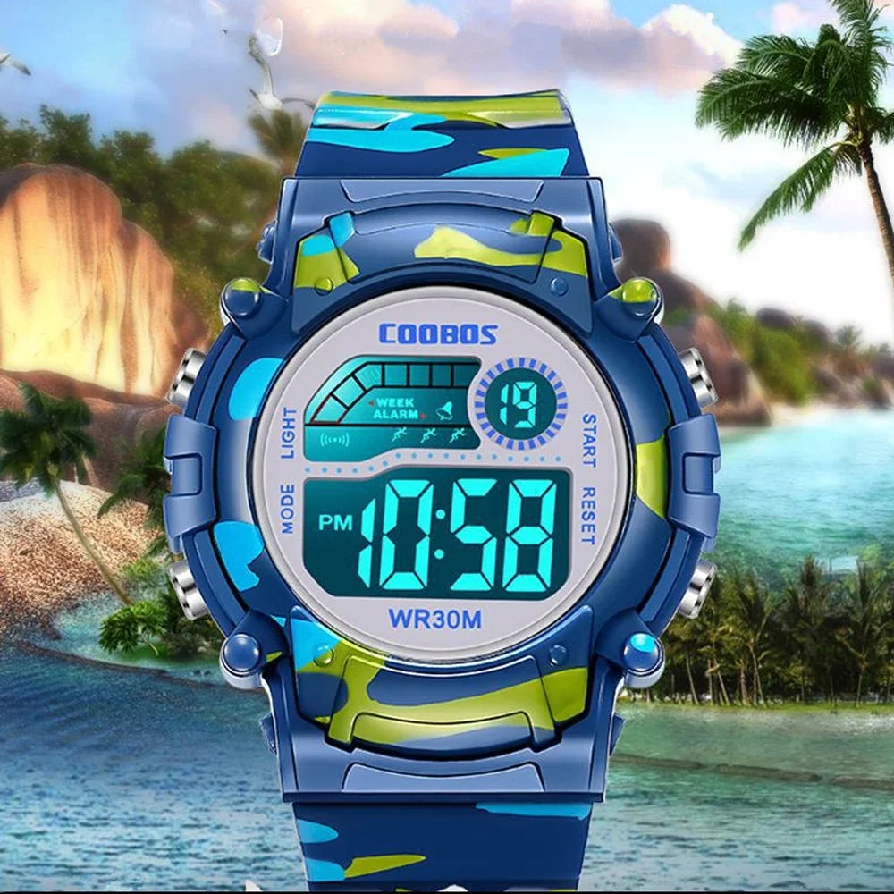 Sport Digital Watch for Kids Waterproof Luminous Children'S Electronic LED Watch Fashion Multi-Function Week Display Kids Watch